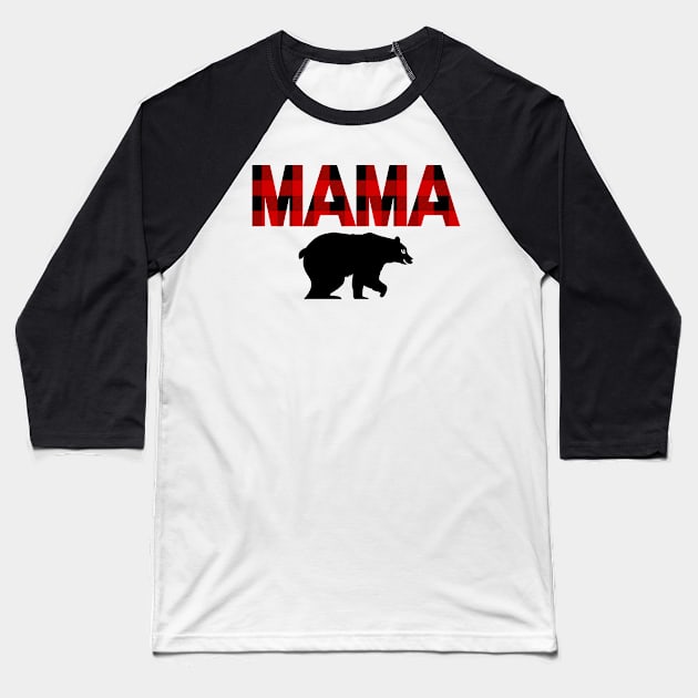 Mama Bear in Buffalo Plaid Pattern Baseball T-Shirt by EdenLiving